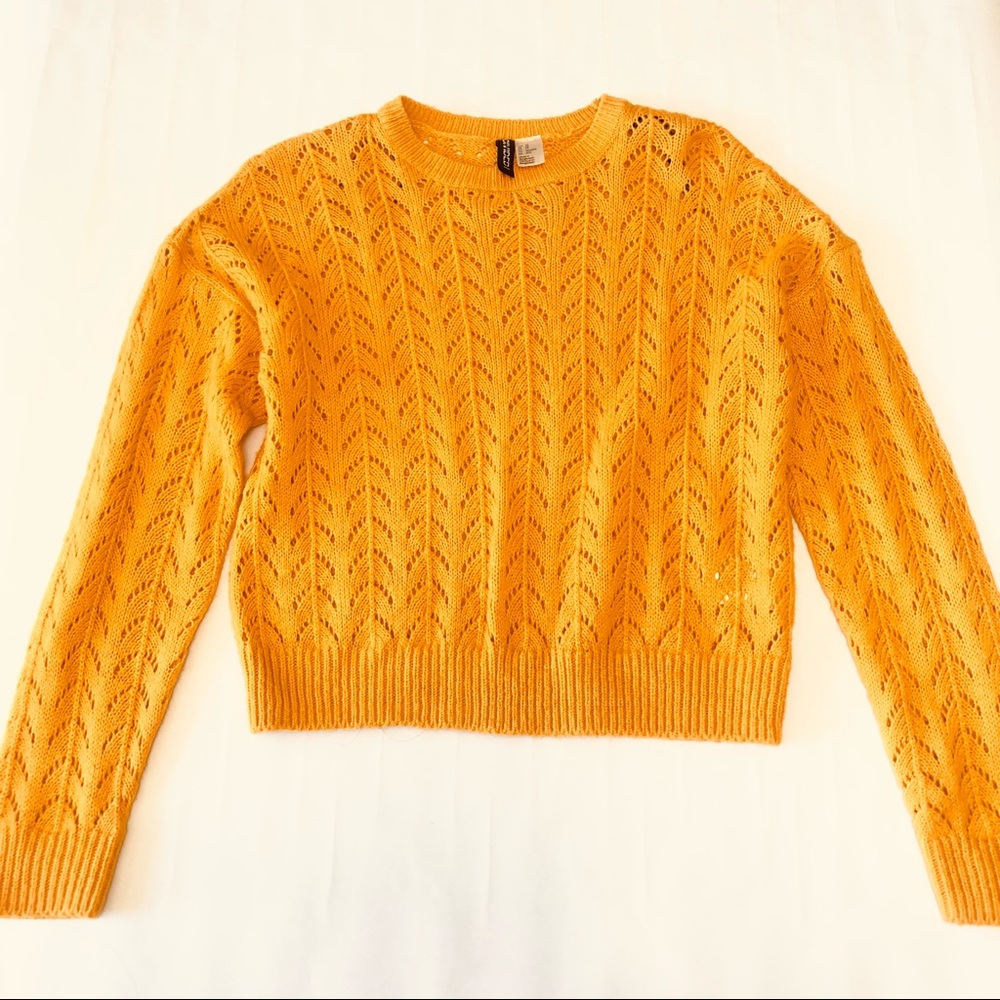H&M Divided Yellow Pointelle-Knit Sweater - Women’s XS